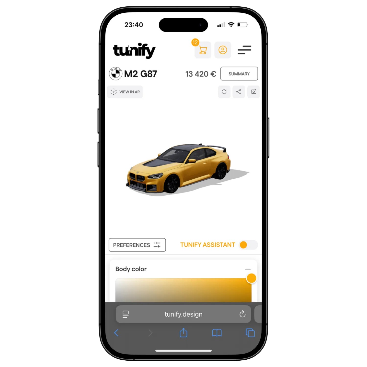 3D car tuning visualization preview