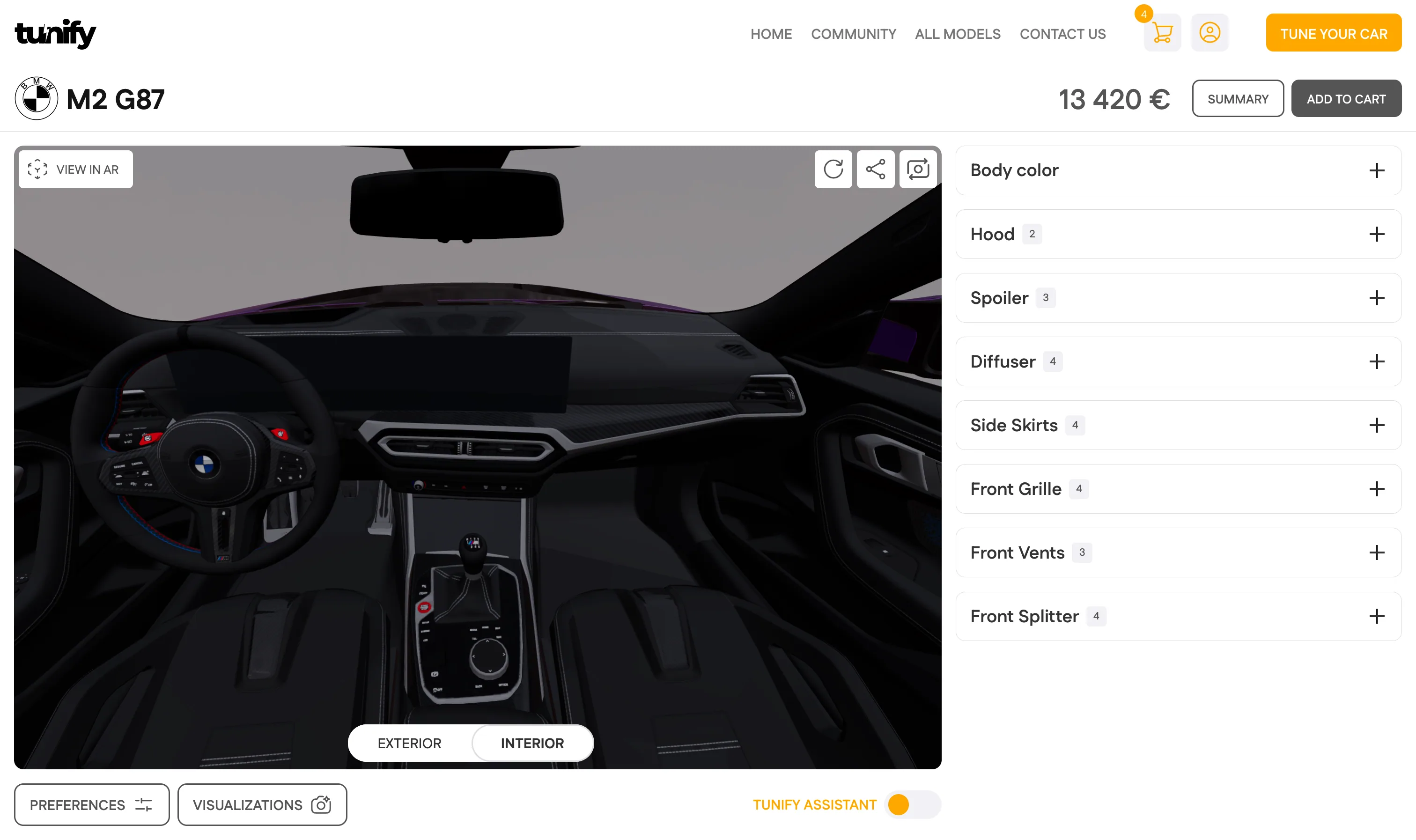 Interior customization interface preview